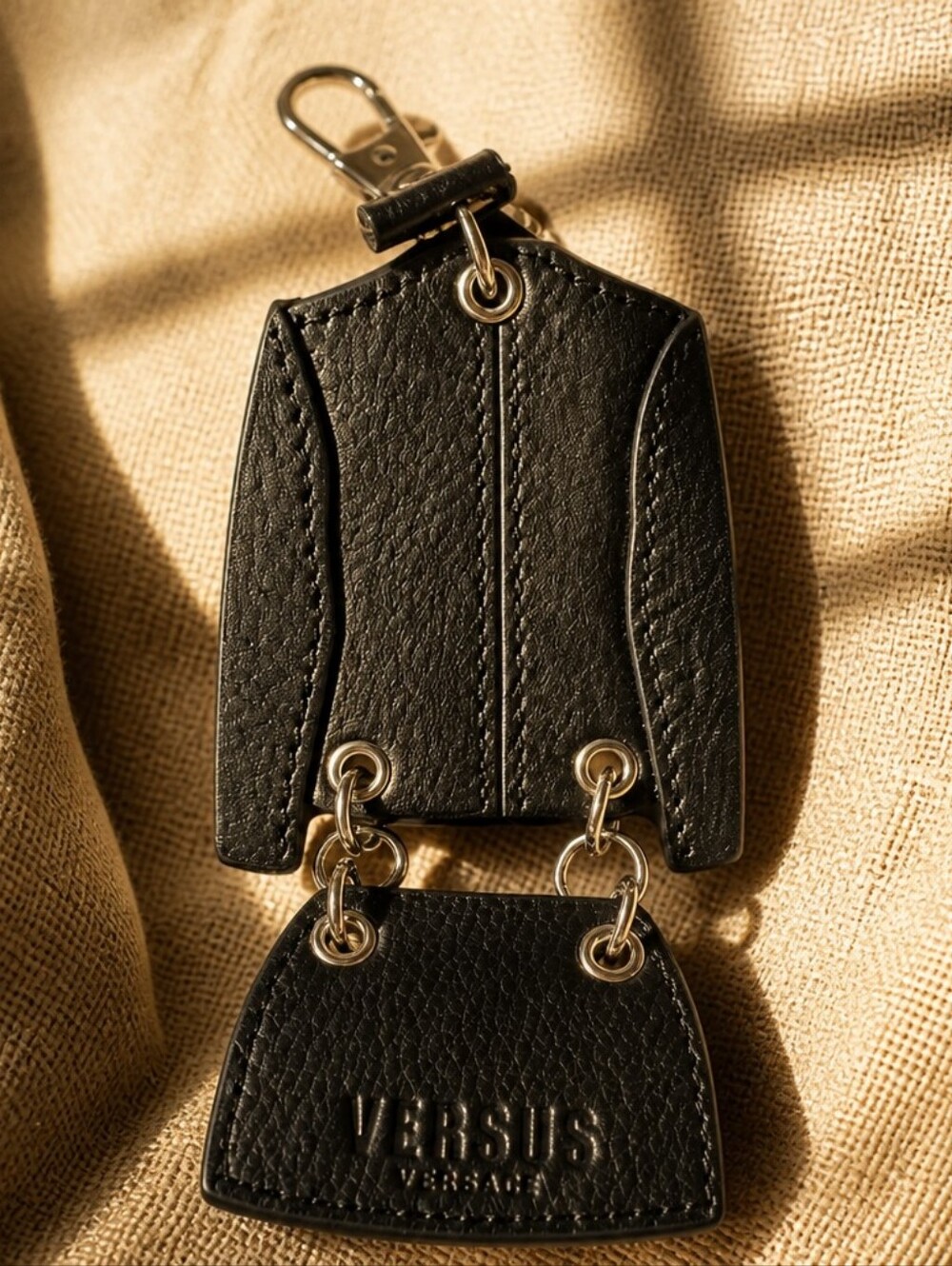 VERSUS VERSACE Studded Leather Biker Jacket & Mini Skirt Keychain Bag Charm - Picture 3 of 5